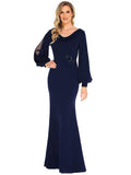 1 x RAW Customer Returns Ever-Pretty EM70131 Women s Long Sleeve Mermaid Pleated Applique Bodycon Chic Dress Navy Blue 42 - RRP €24.0