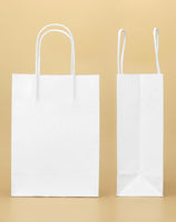 1 x RAW Customer Returns QWORK 60pc White Paper Bags with Handles, Gift Bag, 15X8X21CM, for Party, Packaging, Birthday Gift Bags, Shopping Bags - RRP €18.9