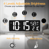 1 x RAW Customer Returns XREXS Digital Wall Clock with Remote Control, 16.5 Large LED Digital Wall Clock, Digital Alarm Clock with Adjustable Brightness, Digital Wall Clock with Time Date Temperature White  - RRP €48.59