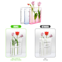 6 x Brand New Dingfeiyu Book Vase for Flowers, Acrylic Book Vase, Transparent, Aesthetic Tulip Vases in Book Shape for Modern Decoration, Bedroom, Office, Shelf, Desk Blue  - RRP €125.7