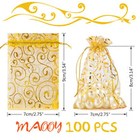 1 x RAW Customer Returns MAOOY Pack of 100 gold organza bags, organza bags, 7 x 9 cm, organza bags for filling, gift bags, drawstring bag for party, jewelry bag, wedding, Christmas gift - RRP €9.67