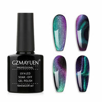 2 x Brand New GZMAYUEN 5D Cat Eye Gel Chameleon Cateye Nail Polish UV 10ML Cat Eye Magnetic Magnetic Gel Polish with Cateye Shellac Magnet Black Gel Nail Polish - RRP €22.82