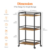 1 x RAW Customer Returns Lifewit Kitchen Cart, 3-Tier Kitchen Cart, Trolley with Lockable Wheels, Kitchen Cocktail and Alcohol Cart for the Living Room, 43.2 x 30 x 81.5 cm, Rustic Brown - RRP €54.36