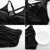 1 x RAW Customer Returns Hanna Nikole Bikini Sets Women Plus Size Tummy Control Ruched Bikini Bottom Black 44 - RRP €49.99