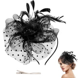 1 x RAW Customer Returns Opopark 20s Headband Flapper Feather, Gatsby Headband Halloween Accessories Women 1920s Fascinator Hat Flower Mesh - Black - RRP €9.06