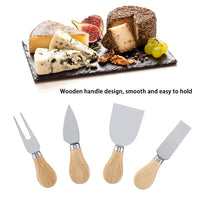 1 x RAW Customer Returns Dekaim Cheese Knife Set, 4pcs set Stainless Steel Cheese Knife Set Wooden Handle Cheese Knife Cutter Cutting Set - RRP €9.47