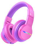 1 x RAW Customer Returns iClever Bluetooth children s headphones, colored LED lights, children s headphones over-ear with 74 85 94dB volume limit, 55 hours of playing time, Bluetooth 5.2, built-in microphone BTH12 - RRP €29.23