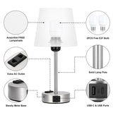 1 x RAW Customer Returns Kakanuo Bedside Lamp Touch Dimmable Set of 2, Table Lamp with Charging Function USB A C Ports Sockets, White Lampshade, Small Lamp for Bedside Table Bedroom Living Room Baby Room Office - RRP €51.42