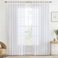 1 x RAW Customer Returns MIULEE Curtains Loop Curtain Set of 2 Curtains Transparent Loop Curtain White Made of Voile Curtain Transparent Living Room Airy Decorative Curtain for Bedroom 245 x 140 cm H x W , Tab Top White - RRP €25.2