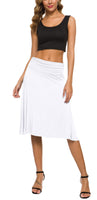 1 x RAW Customer Returns EXCHIC Women s Elastic Waist Solid Color A-Line Yoga Skirt M, White  - RRP €27.2