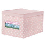 1 x RAW Customer Returns mDesign Large Fabric Organizer Box Stackable Storage Box with Lid and Window for Organizing Closets or Storing Clothes and Shoes Polka Dot Closet Organizer Pink White - RRP €18.99