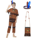 7 x Brand New JONRRYIN Indian Costume Children Boy with Headdress, 4 Pieces Indian Costume for Boy, Costume Indiano for Boy, Indian Cherokee Boys Costume Carnival Halloween Party Cosplay L  - RRP €75.32