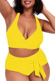 1 x RAW Customer Returns Viottiset Women s Two-Piece Bikini Set Plus Size High Waisted Tummy Control Beach Swimsuit 02 Yellow XL - RRP €45.99