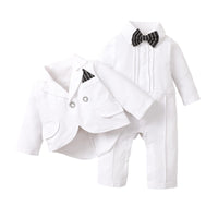 1 x RAW Customer Returns PURSKYY Newborn Baptism Suit Tuxedo Baptism Wedding Clothing Sets Romper Shirt Jacket Bow Tie 3pcs Infant Baby Boys Blazer Outfit Gentleman Suit, Pure White, 18-24 Months - RRP €15.12