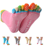 1 x RAW Customer Returns 5 Pairs Girls Women Yoga Socks Colorful Anti-Slip Socks Five Finger Socks Grip Socks Toe Socks Pilates Ballet Fitness Hospital - RRP €21.99