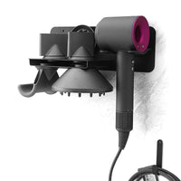 1 x RAW Customer Returns MidingChai Hairdryer Holder Without Drilling, Hairdryer Holder Wall Without Drilling, Hairdryer Holder Compatible with Dyson Supersonic Wall Mount, Hairdryer Holder with Accessories Holder Black  - RRP €36.08