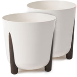 1 x RAW Customer Returns TULMERO matt flower pot, plant pot made of plastic planter, decorative pot for large and small plants, set of 2 flower pots, flower pots, herb pots, 2 pack gray, 34 cm - RRP €36.17