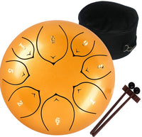 1 x RAW Customer Returns Amkoskr Steel Tongue Drum, 8 inch 20 cm Steel Tongue Drum, C Major 8 Notes Hand Drum for Children, Hand Drum HandPan Drum with Drumsticks Carrying Bag Gold  - RRP €50.41