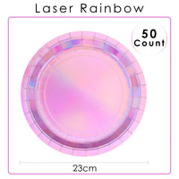 13 x Brand New ZVK Paper Plate Set Laser Rainbow Party Plates 23cm Paper Plates Party Plates 50 Pieces Party Tableware Set - RRP €183.43