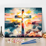 1 x RAW Customer Returns TISHIRON Abstract Paint by Numbers for Adults Cross with Clouds Easter DIY Adult Paint by Numbers Kits on Canvas Religion Acrylic Painting by Numbers Oil Painting Arts Craft 16x20 inch - RRP €20.4