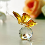 1 x RAW Customer Returns H D Crystal butterfly with spherical crystal base, collector s item, animal figurine, gift idea, yellow - RRP €11.09