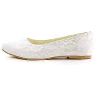 1 x RAW Customer Returns Elegantpark EP11106 Women s Lace Closed Toe Ballet Party Wedding Shoes Ivory EU 42 - RRP €54.52