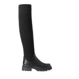 1 x RAW Customer Returns DREAM PAIRS Woman Over-The-Knee Boots Thigh High Boots Knitted Shaft Durable TPR BLACK Size 41 EUR  - RRP €55.99