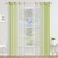 1 x RAW Customer Returns MIULEE Set of 2 Voile Curtains, Two-Tone Curtain with Eyelets, Transparent Curtain, Eyelet Curtain, Translucent Window Scarf for Bedroom 140 x 245 cm, Green - RRP €30.48