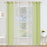 1 x RAW Customer Returns MIULEE Set of 2 Voile Curtains, Two-Tone Curtain with Eyelets, Transparent Curtain, Eyelet Curtain, Translucent Window Scarf for Bedroom 140 x 245 cm, Green - RRP €30.48