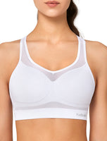 1 x RAW Customer Returns Yvette Sports Bra Strong Support Mesh Racer Back Large Breasts Without Underwire Padded for Fitness Running Yoga, White, L - RRP €29.23