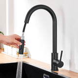 1 x RAW Customer Returns Lonheo Kitchen Faucet Black, High Pressure Kitchen Faucet Extendable, 360 Rotatable Kitchen Mixer Tap with Shower 2 Water Jet Types, Stainless Steel Kitchen Sink Faucet for Kitchen Sink - RRP €75.98