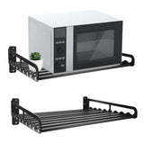 1 x RAW Customer Returns Ladieshow Wall Mounted Microwave Oven Shelf Bracket Storage Rack Holder Household Kitchen Organizer Black 50x40  - RRP €53.59