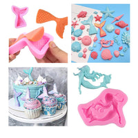 1 x RAW Customer Returns 6Pcs Marine Theme Silicone Cake Molds, Mermaid Starfish Seahorse Silicone Molds DIY Cupcake Baking Decoration Tool Pink Sea Shells - RRP €12.89