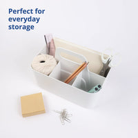 1 x RAW Customer Returns BLUE GINKGO Multipurpose Basket Organizer - Stackable Plastic Basket with Handle Cleaning Basket, Craft Basket, Desk Basket, Art and Makeup Storage Rectangle - White - RRP €22.8