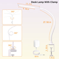 1 x RAW Customer Returns Hokone LED Desk Lamp, Work Lamp, Office Table Lamp with Touch Control, 4 Color Modes 5 Brightness Levels, Eye Protection, 10W Lamp with Clamp, White - RRP €39.99