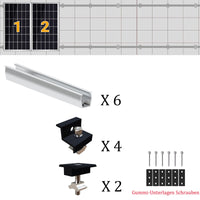 1 x RAW Customer Returns Solar module bracket flat roof, aluminum photovoltaic mounting rail 12 cm, adjustable black clamp for 30-35 mm thick modules, solar panel bracket mounting set 2 modules suitable for flat roof trapezoidal roof - RRP €22.99