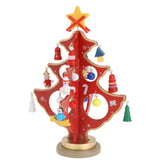 1 x Brand New Wooden Christmas tree Wooden Christmas tree with miniature pendants, gift Christmas decoration table decoration artificial Christmas tree red - 18cm  - RRP €16.39