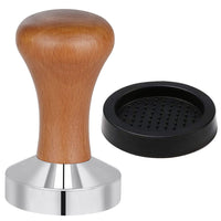 1 x RAW Customer Returns Vicloon coffee tamper, tamper 51mm with wooden handle and silicone mat 60mm, coffee stamp stainless steel, espresso tamper, Solid Heavy, Barista Style - RRP €11.53