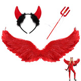 8 x Brand New 60 cm Halloween wings red, angel wings red with devil horn red, red angel costume women, angel wings red, red angel costume girls, devil wings Helloween, angel and devil wings costume women - RRP €72.48