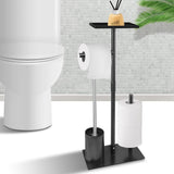 4 x RAW Customer Returns Stainless steel toilet paper holder standing with toilet brush - toilet paper holder with wet wipes box, toilet paper holder with toilet brush standing toilet set for toilet paper toilet brush - RRP €92.72