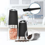 1 x RAW Customer Returns Joeji s Kitchen 2 Pack Salt and Pepper Mill with LED Light - Gravity Automatic Electric Set - Battery Operated - Salt Mill Spice Mill - Adjustable Ceramic Coarseness - Black - RRP €22.84