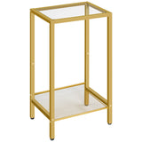 1 x RAW Customer Returns HOOBRO High Side Table, Telephone Table with Adjustable Mesh Shelf, Narrow Bedside Table, Sofa Table, 37 x 27 x 72.5 cm, for Office Hallway, Living Room, Industrial Design, Gold EGD03DH01 - RRP €36.29