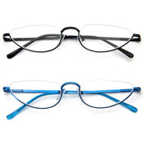 1 x RAW Customer Returns KoKoBin 2 Pack Unisex Half Moon Reading Glasses Half Frame Metal Spring Hinge Thin Reading Glasses 2pcs, 1  - RRP €58.8