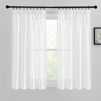 1 x RAW Customer Returns PONY DANCE Kitchen Curtains Modern - White Curtains with Ruffle Tape Short Linen Look Curtains White Semi-Transparent Bistro Curtain Set of 2 H 137 x W 140 cm - RRP €23.95