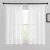 1 x RAW Customer Returns PONY DANCE Kitchen Curtains Modern - White Curtains with Ruffle Tape Short Linen Look Curtains White Semi-Transparent Bistro Curtain Set of 2 H 137 x W 140 cm - RRP €23.95