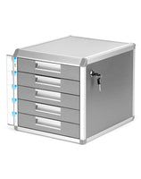 1 x RAW Customer Returns QWORK A4 drawer, 5 compartments, drawer unit with lock, aluminum alloy, silver - RRP €72.32