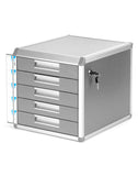 1 x RAW Customer Returns QWORK A4 drawer, 5 compartments, drawer unit with lock, aluminum alloy, silver - RRP €72.32