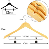 1 x RAW Customer Returns Tosnail 12 pieces wooden clothes hangers trouser hangers for trousers skirts non-slip made of Schima wood 43 cm - RRP €31.73