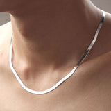 1 x RAW Customer Returns WDam Silver Necklace Snake Chain Men Women Couple Sterling Silver Blade Chain 4 MM, 50cm - RRP €20.4