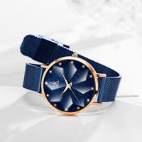 1 x RAW Customer Returns SHENGKE Creative Ladies Watch Analogue Quartz Wristwatch with Black Stainless Steel Strap Waterproof Ladies Watches with Blue Starry Sky Dial for Women Flowers Starry-Mesh Band-Blue  - RRP €29.99